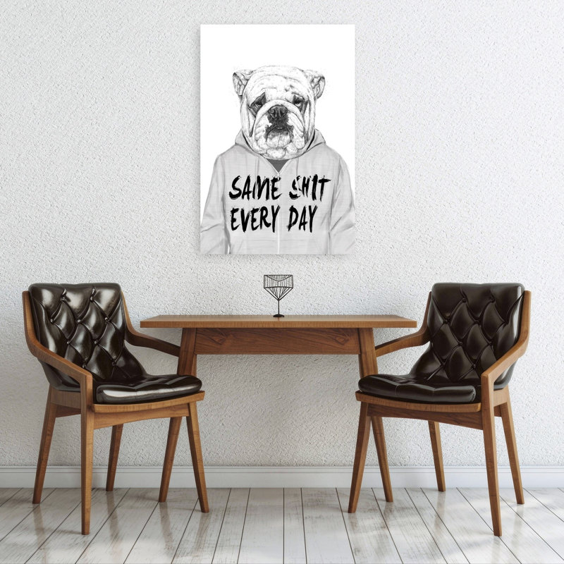 Same Shit Bulldog Contemporary Dog Wall Art Print, 91.44cm H x 60.96cm W
