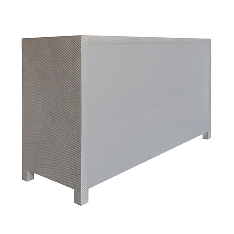 Gray Grasscloth 6-Drawer Modern Dresser