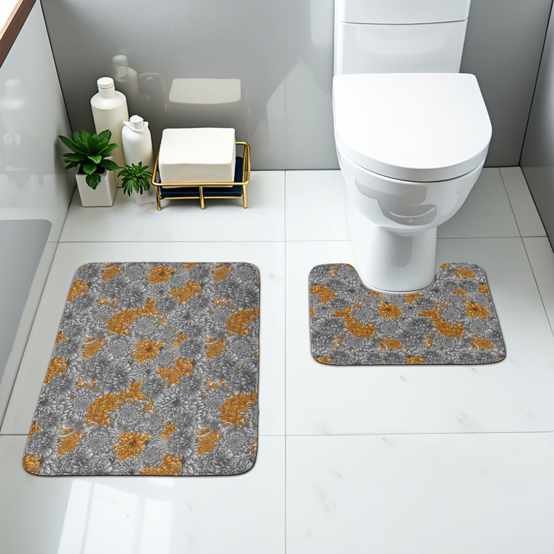 Ensemble de 2 tapis floraux pour salle de bain