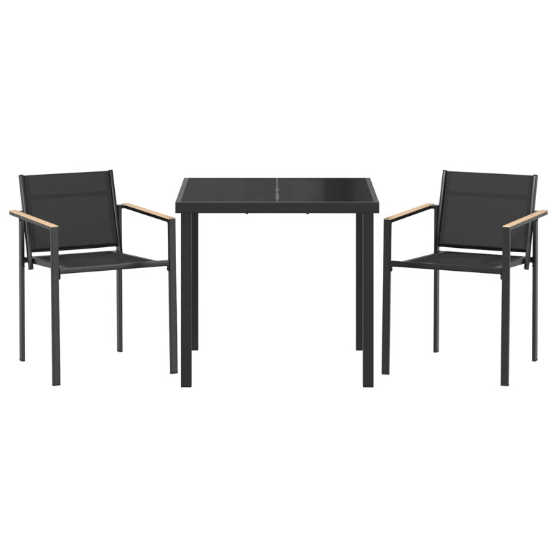  Outdoor Furniture Set Black And Anthracite Textilene Garden Patio Steel