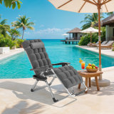 Outdoor Zero Gravity Reclining Chair Foldable Recliner Lounge Chair with Soft Cushion and Cup Holder