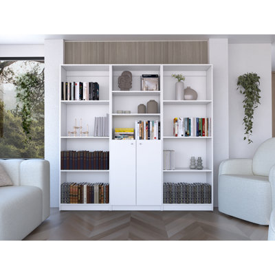 Oasis 3 Piece Living Room Set with 3 Bookcases, White