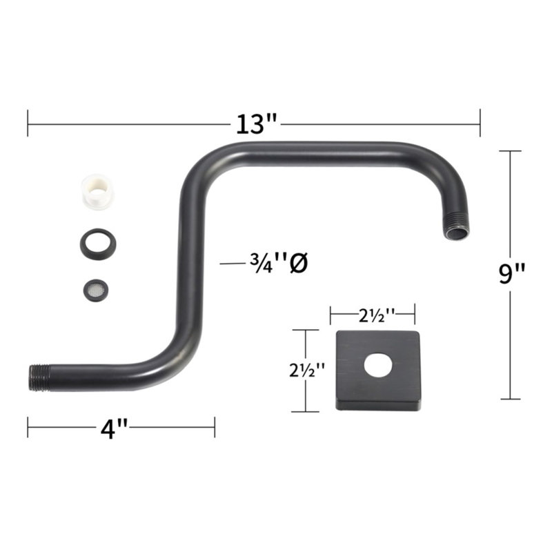 Goosneck Square Shower Arm, Rubbed Bronze