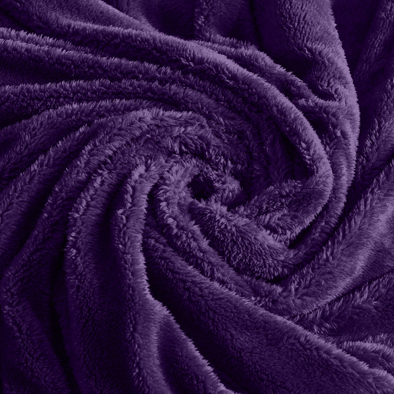 Misuzu Super Soft Reversible Sherpa Fleece Blanket, Purple, Single
