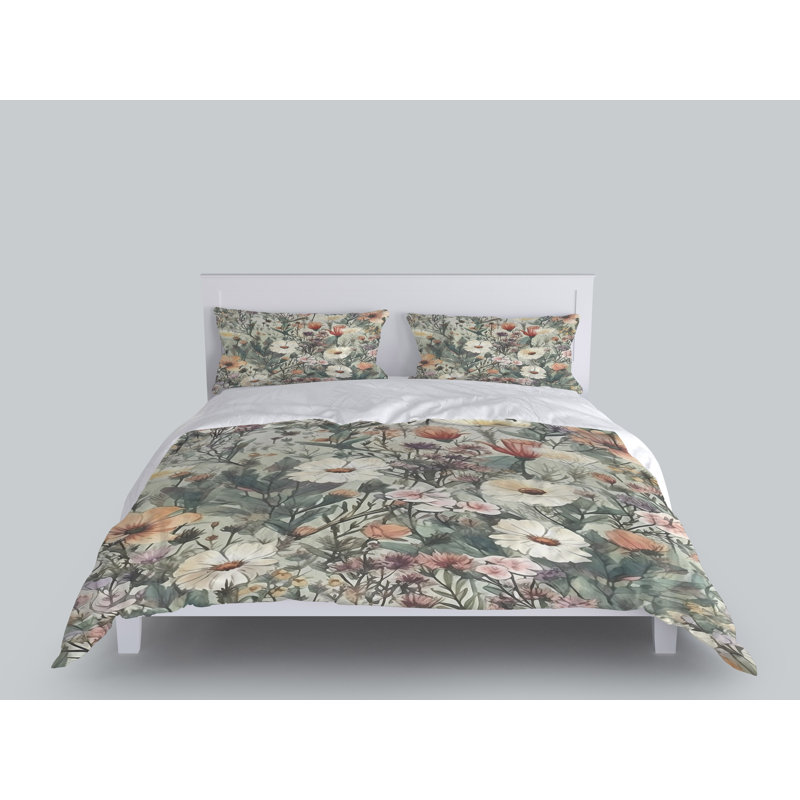 Floral Duvet Cover, King Duvet Cover + 2 King Shams