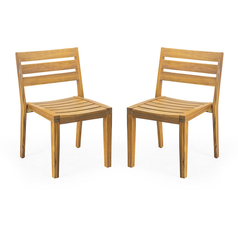 Chaise d'appoint d'extérieur en bois d'acacia, finition teck (ensemble de 2)