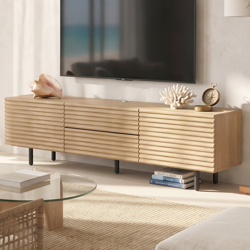 Modern Wood Color TV Stand for Living Room, Bedroom,Television Stand With Drawers