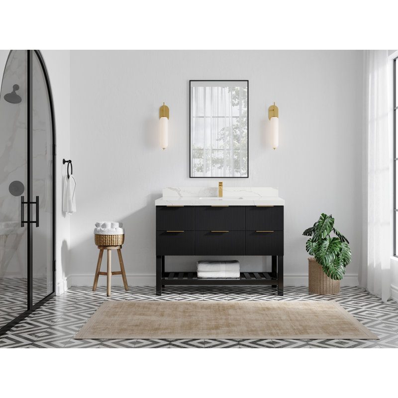 Ensemble de meuble-lavabo simple 48 po Chayil, Calacatta Laza