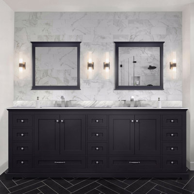 Meuble-lavabo double 84 po x 22 po, comptoir en marbre de Carrare