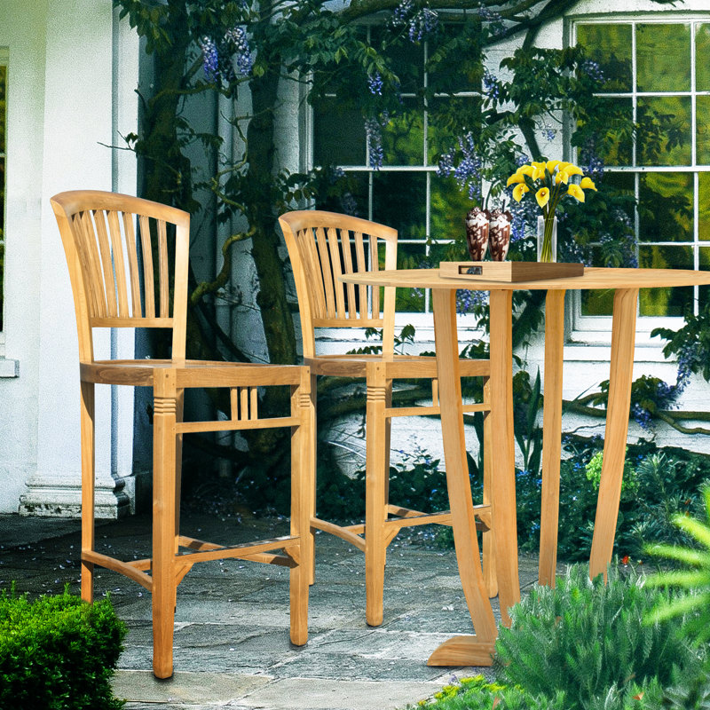 Bauman Outdoor Teak Bar Stool