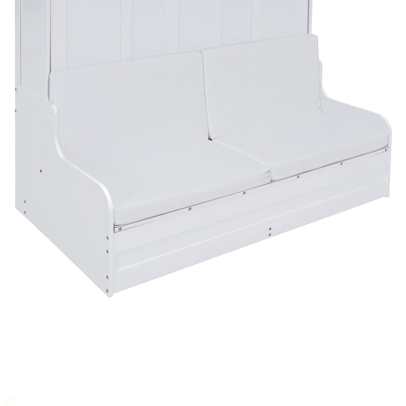 Grand lit escamotable mural avec coussin, Blanc