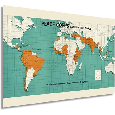 Historix Vintage 1966 Map Of Peace Corps Around The World - 16X24 Inch Vintage Map Of Peace Corps Wall Art - Vintage Peace Corps Poster - Vintage Worl -  HISTORIC PRINTS, ENMAP0118_1624