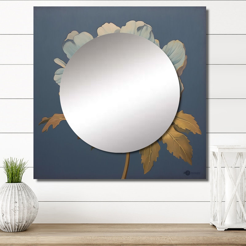 Deewan - Grand miroir carré à motif de fleurs sauvages, 36 po x 36 po