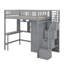 Lit mezzanine simple avec bibliothèque, tiroirs, bureau et garde-robe