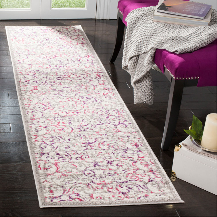Tapis ivoire / rose à motif floral Kingstowne