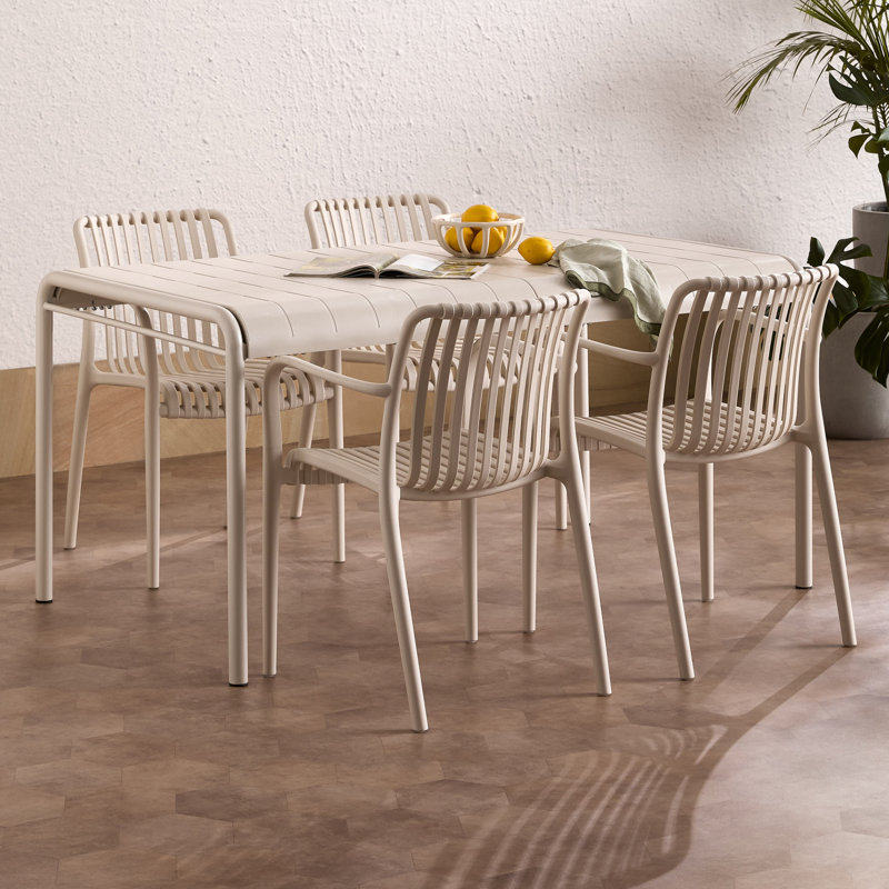 Stackable Outdoor Patio Dining Armchair, Sand