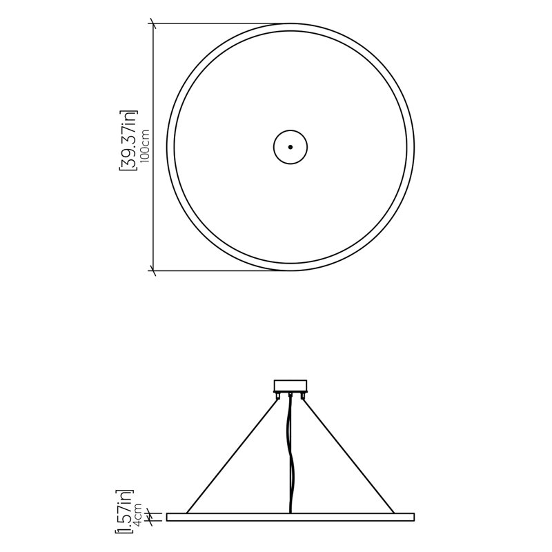 1 - Light Chandelier, Louro Freijó, 1.56" H x 39" W x 39" D