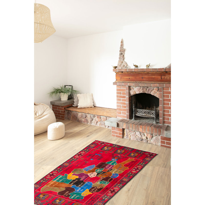 Tapis rouge Teimani 3 pi 7 po x 6 pi 6 po