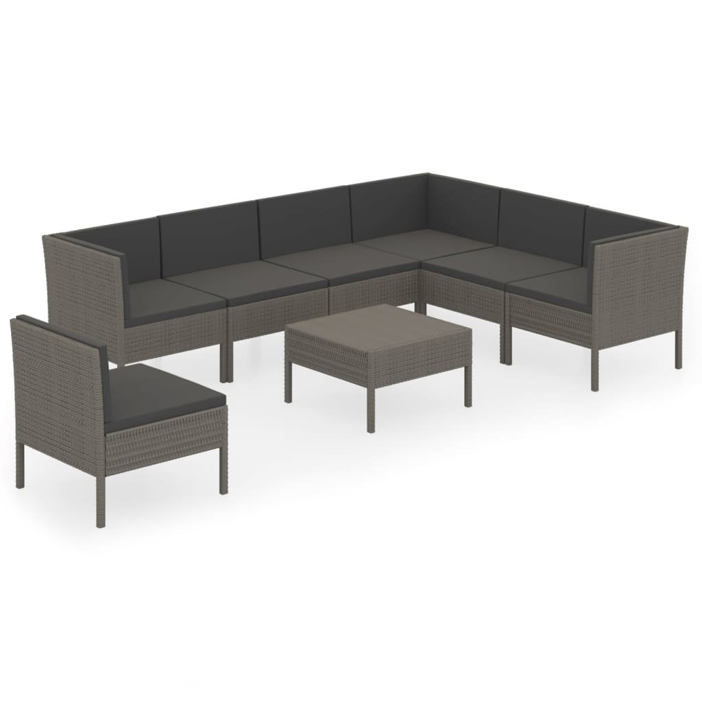 8-Sitzer Lounge-Set Jenesy aus Polyrattan mit Polster