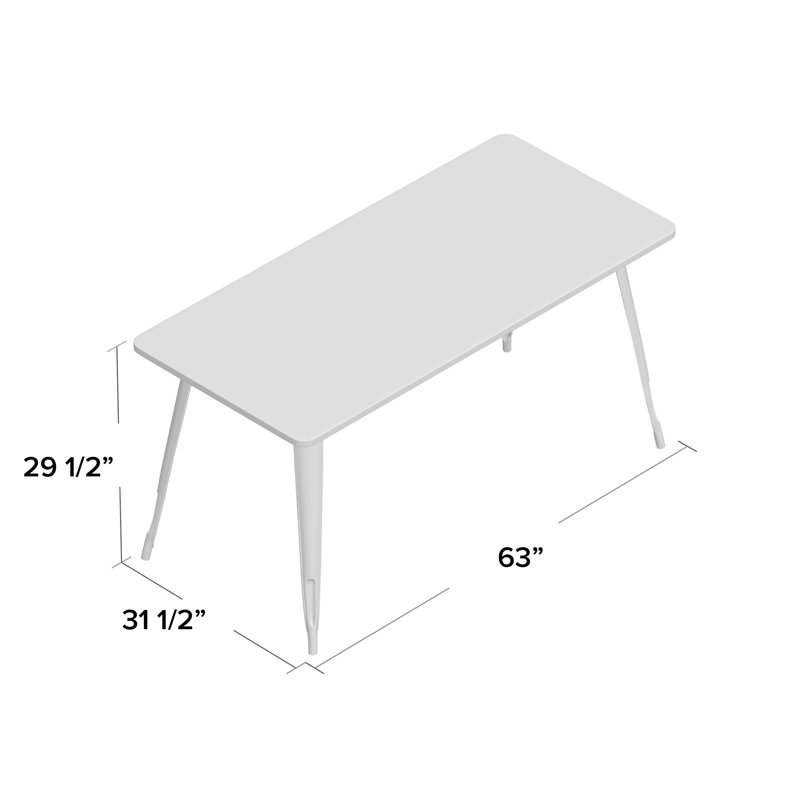 Table rectangulaire en métal pour l'intérieur et l'extérieur 31,5 po x 63 po Eure - table industrielle, Mauve