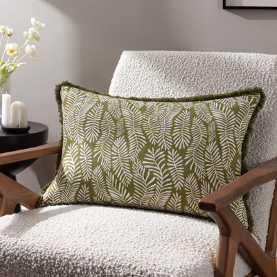 Aleria Frond Floral Olive Rectangular Lumbar Cushion