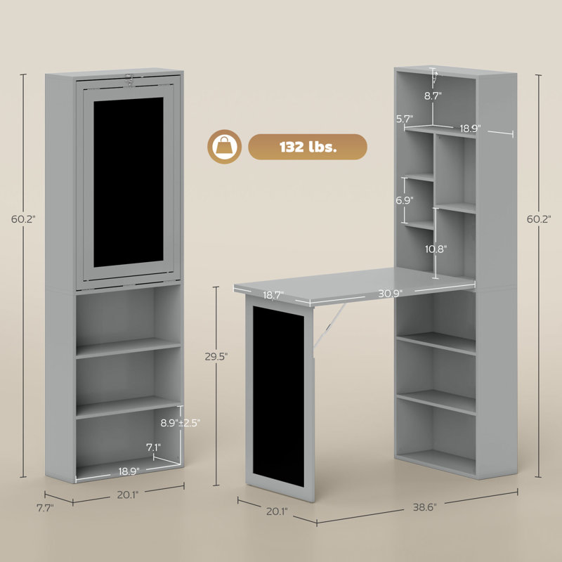 Fold-Out Convertible Office Desk (Not Include Stools)