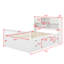 Structure de lit plateforme avec bibliothèques et tablettes de rangement, quatre tiroirs-114221921