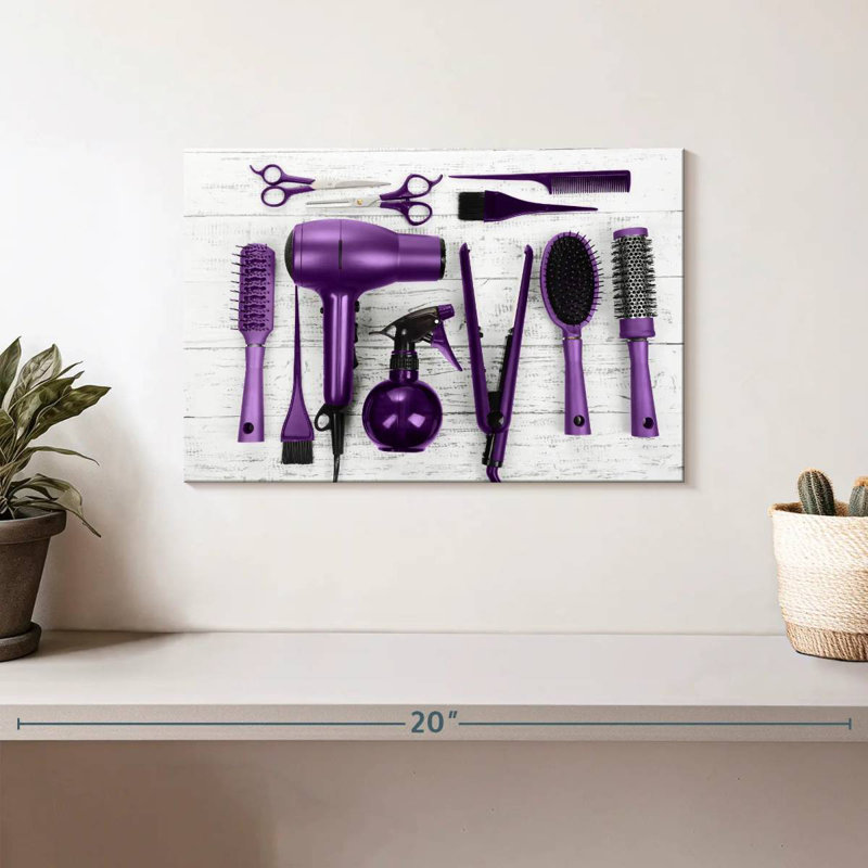 Shuttleworth Purple Hair Salon Tools, 8" H x 12" W