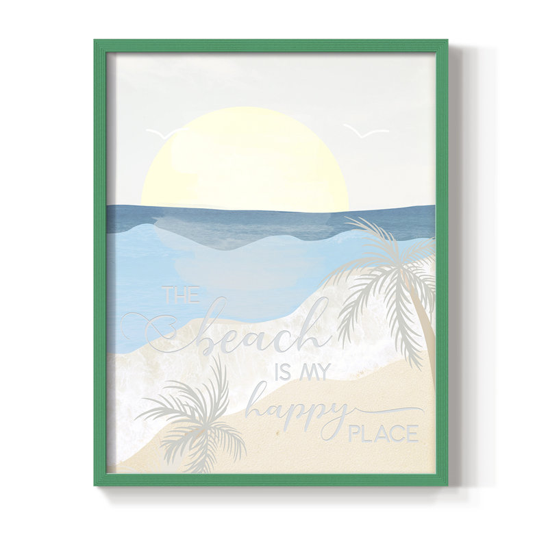 «Happy Place», reproduction encadrée - bois massif, H 15 po x l 12 po, Vert