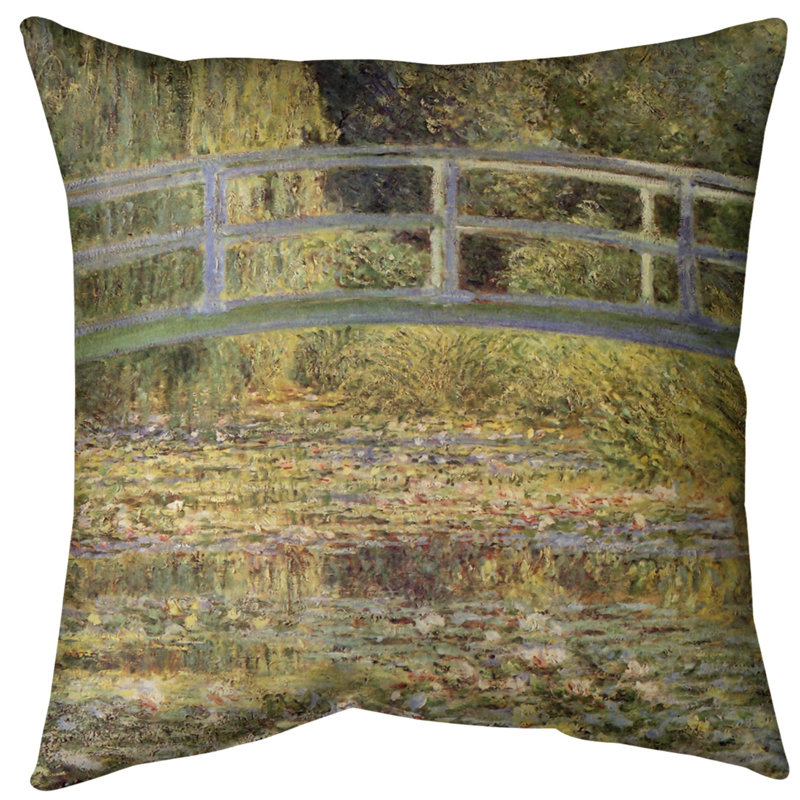 Claude Monet the Waterlily Pond Throw Pillow, 14" x 14", Faux Linen