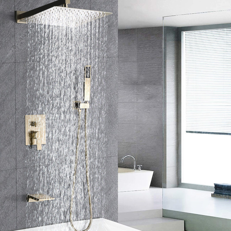 12" Shower In Matte Black Style - Handheld Shower, Balanced, Ceramic Disc, Wall Mounted Fixture Kit Installation Head, Handheld, Mount