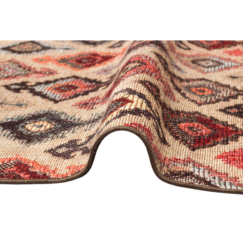 Tapis brun / rouge Mualla, Rectangle 3 pi 11 po x 5 pi 11 po