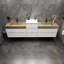 Meuble-lavabo mural blanc brillant 116 "avec lavabo en acier doré Lux
