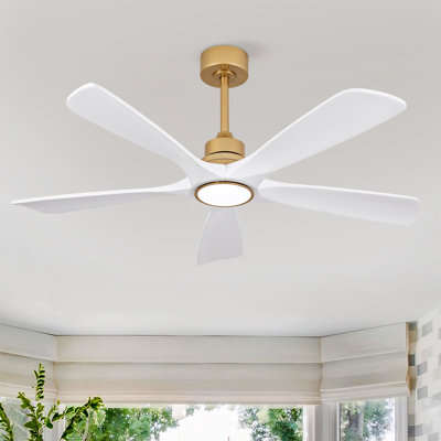 52 Inch Indoor Ceiling Fans With Lights And Remote Control, Dimmable LED, 5 Solid Wood Blades,Reversible DC Motor. Ceiling Fan With Light For Bedroom, Living Room, Study Room