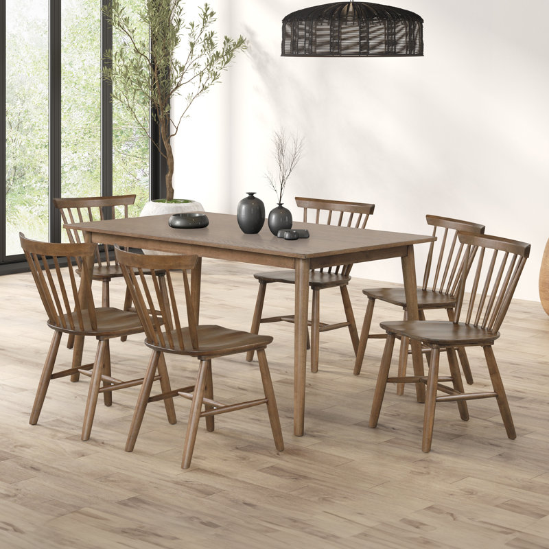Ensemble de table de salle à manger Keyana, 7 pièces : table, 6 chaises, Brun