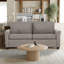 Lit convertible gris avec accessoires de salon essentiels, canapé de style contemporain, confort en mousse