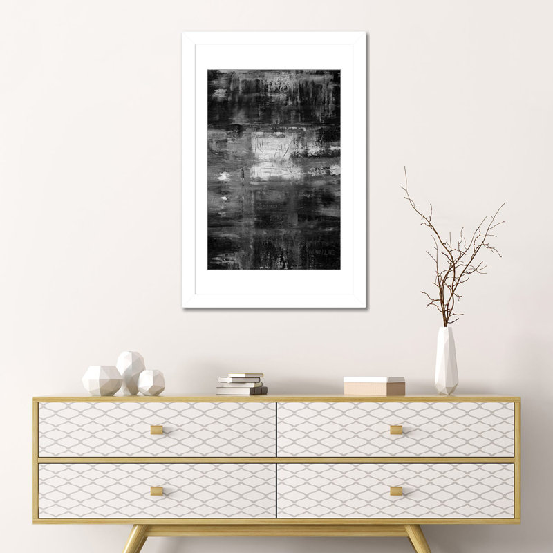 Ciel, Papier blanc avec cadre d'angle ouvert, H 24 po x l 16 po, Noir inversé / blanc
