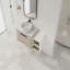 Meuble-lavabo moderne 42 po avec lavabo d'art en céramique, dalle de pierre plate blanche et petites tablettes de rangement, porte à fermeture en douceur, ensemble KD-321810226