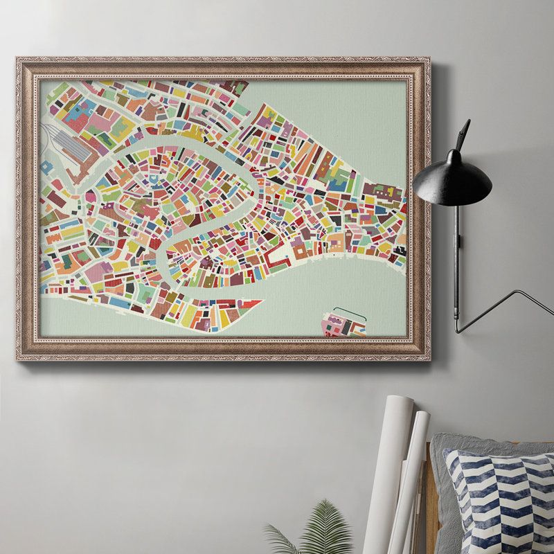 Carte de Venise moderne - cadre photo, impression sur toile, H 24 po x l 36 po