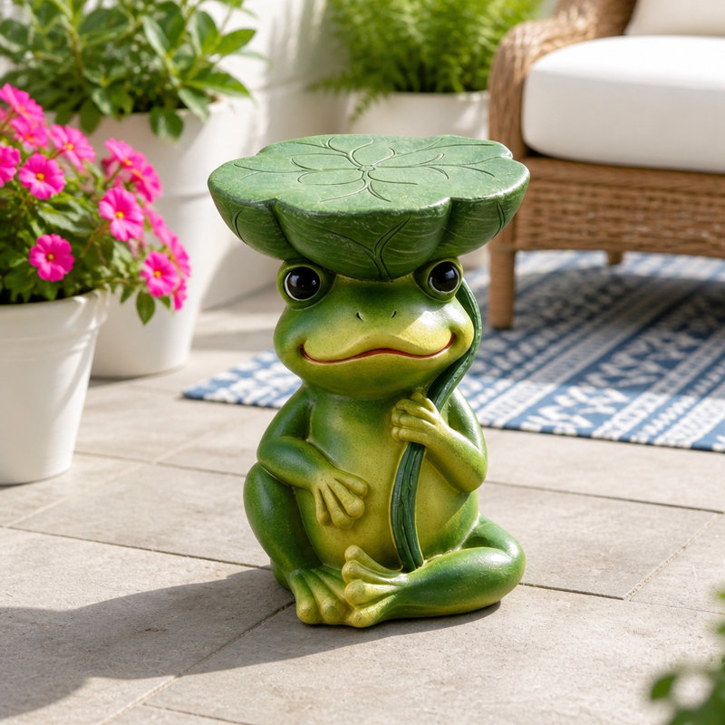 Tabouret de jardin en forme de grenouille (25 cm), en composite de pierre et d'oxyde de magnésium, idéal pour la décoration extérieure de votre jardin, terrasse ou patio.