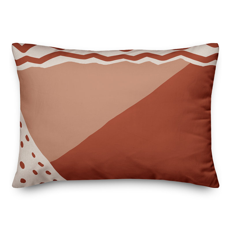 Coussin lombaire intérieur / extérieur abstrait, Orange / Rouge