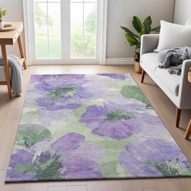 Tapis floral lavable à la machine Premium AMF1554, Rectangle 10 pi x 14 pi