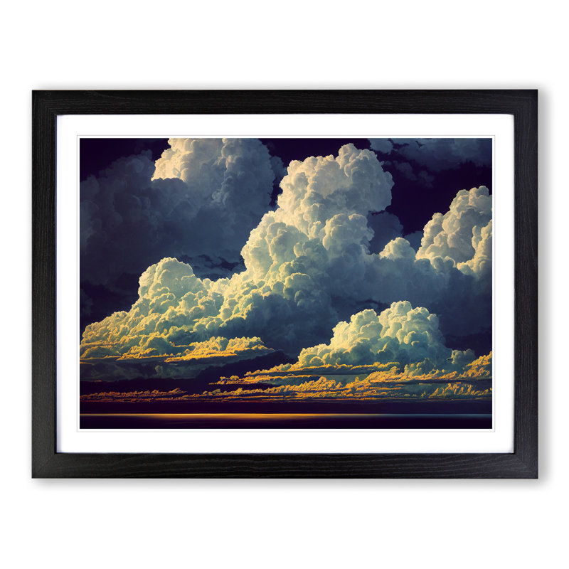 XH1022-7583X Royal Clouds - Single Picture Frame Painting, 46cm H x 64cm W x 2cm D, Black 