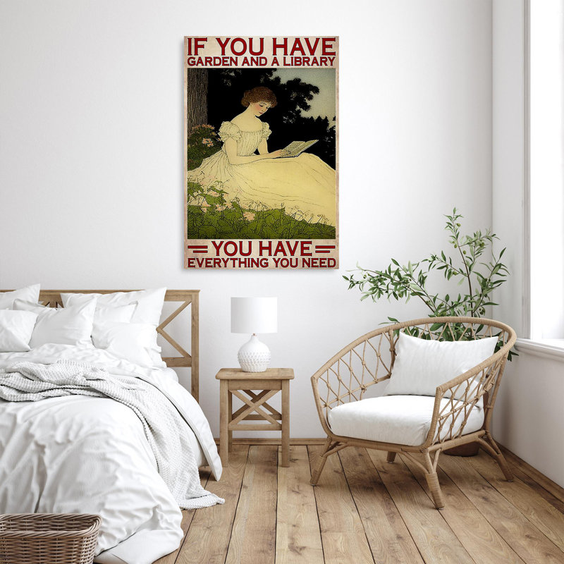 "If You Have Garden And A Library" - 1 pièce, impression rectangulaire sur toile If You Have Garden And A Library