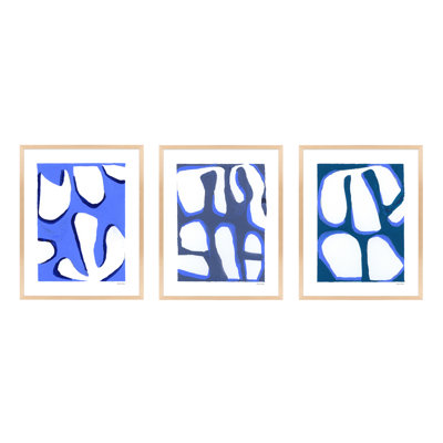 Contemporary Blues Trio 2. Set Of 3 Painting by Andrea Stokes
