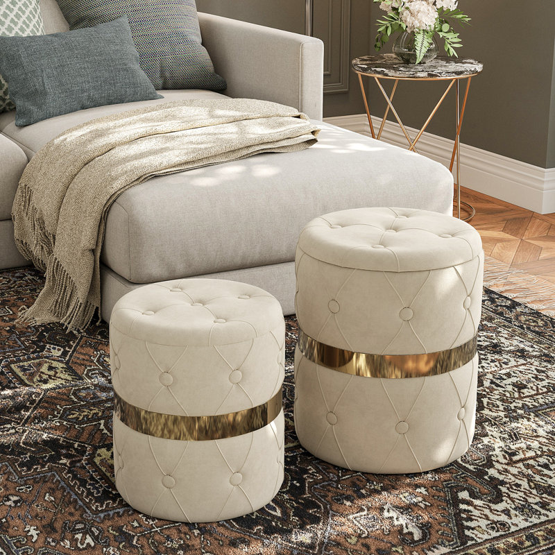 Barden Upholstered Ottoman, White