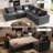 Sectional Sleeper Sofa with Pull Out Bed, Chenille Modular U-Shaped Couch with Storage & Ottoman