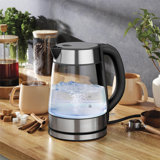Bouilloire électrique Speed-Boil - Chauffe-eau 1,7L 1500W, bouilloire en verre borosilicaté, ouverture facile à nettoyer, arrêt automatique, poignée tactile froide, lumière DEL. Rotation à 360 °, protection contre l'ébullition à sec