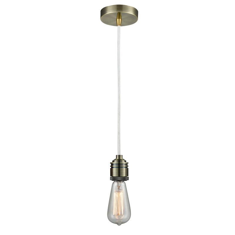 Cecil 1 - Light Single Pendant, Antique Brass/White