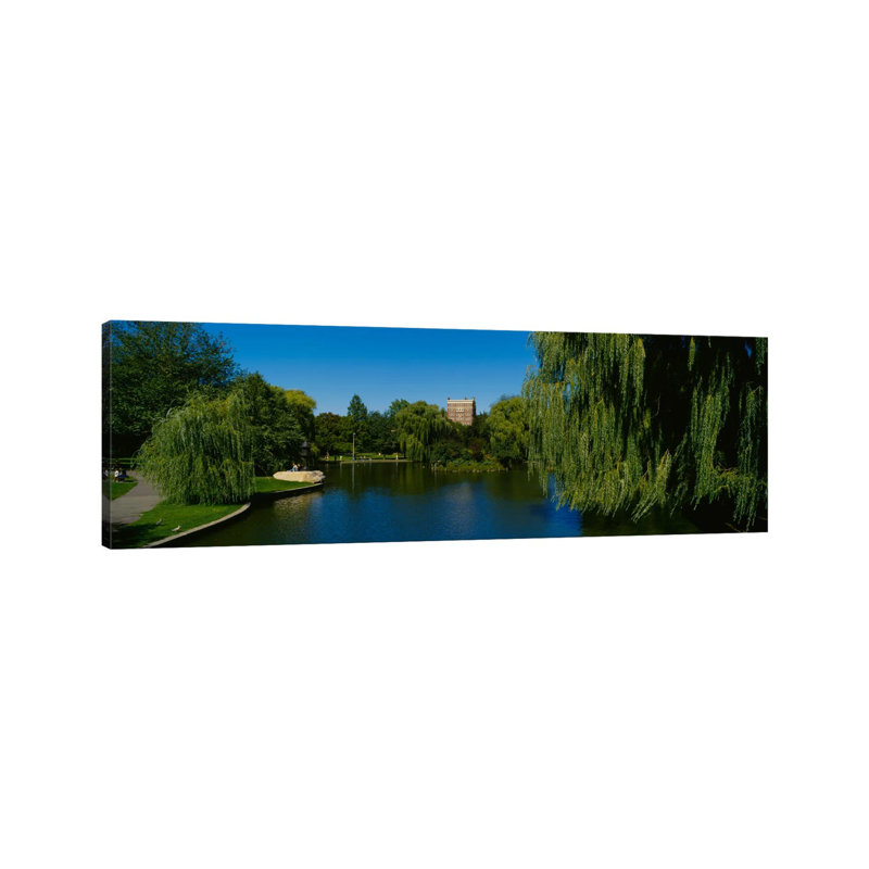 Lake In A Formal Garden, Boston Public Garden, Boston, Massachusetts, USA - Wrapped Canvas Panoramic Print